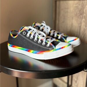 Black Converse All Star Sneakers with Rainbow Trim